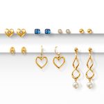 set-de-siete-pares-de-aretes-y-pendientes-en-ba�o-de-oro-de-24k