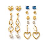 set-de-siete-pares-de-aretes-y-pendientes-en-ba�o-de-oro-de-24k