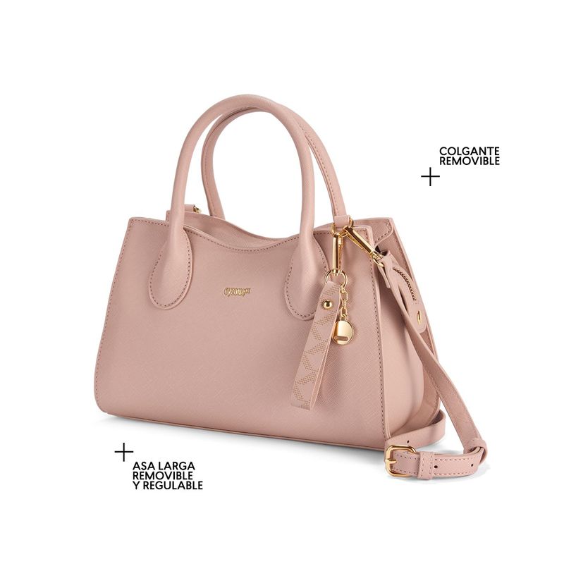 Bolso-para-mujer-Kari-cuero-rosado-con-asas-regulables-y-colgante-removible.-Ideal-para-tu-look.