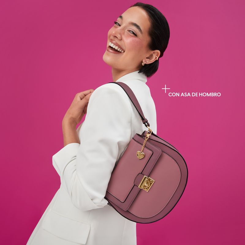 Bolso-para-mujer-rosado-tipo-cuero-asas-removibles-cierre-y-colgante-metalico--